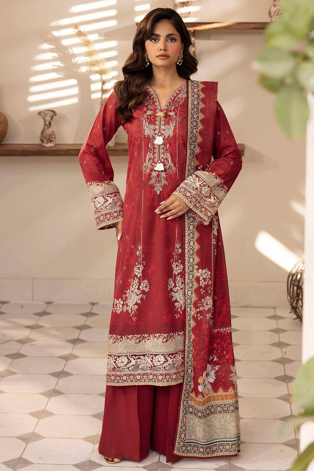 Motifz | Umang Lawn | 5412-EMINE XS Red Lawn