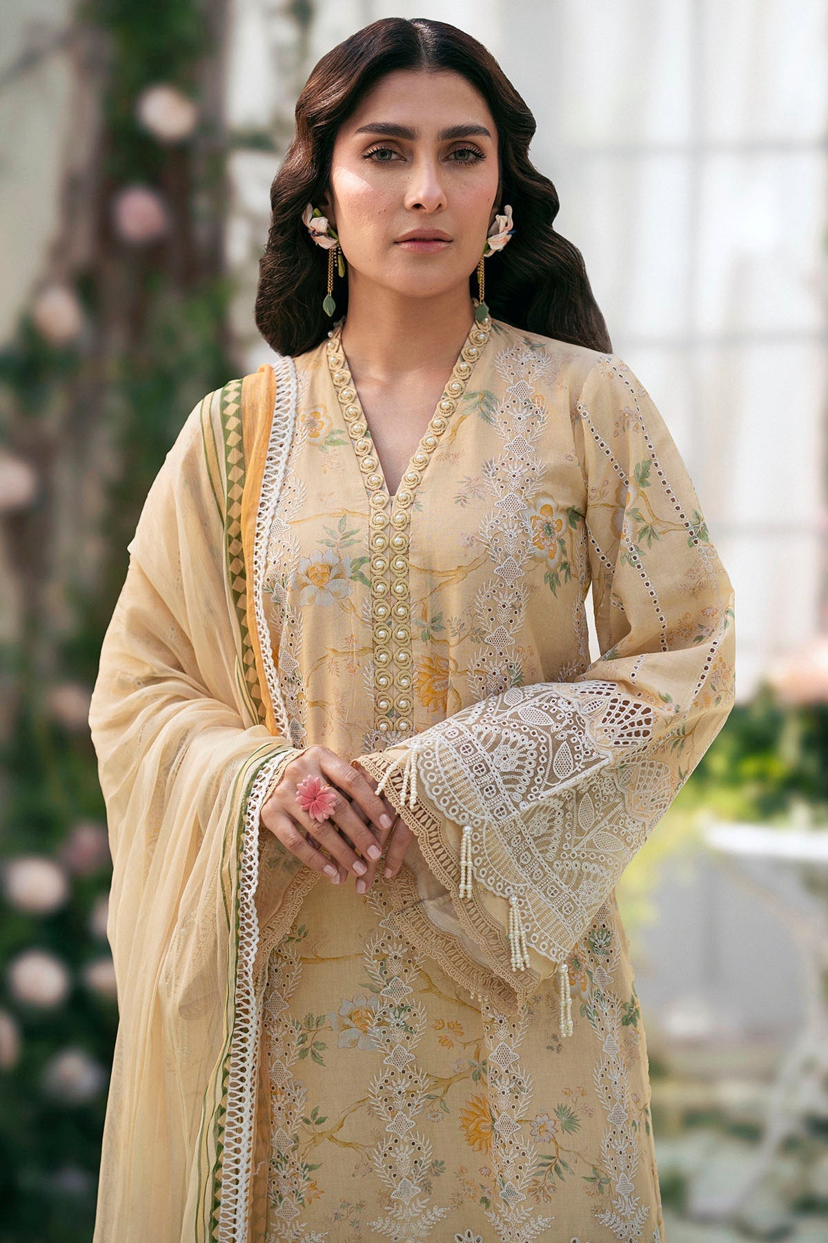 Motifz | Premium Lawn 25 | 5429-ORCHID M Pale Yellow Lawn