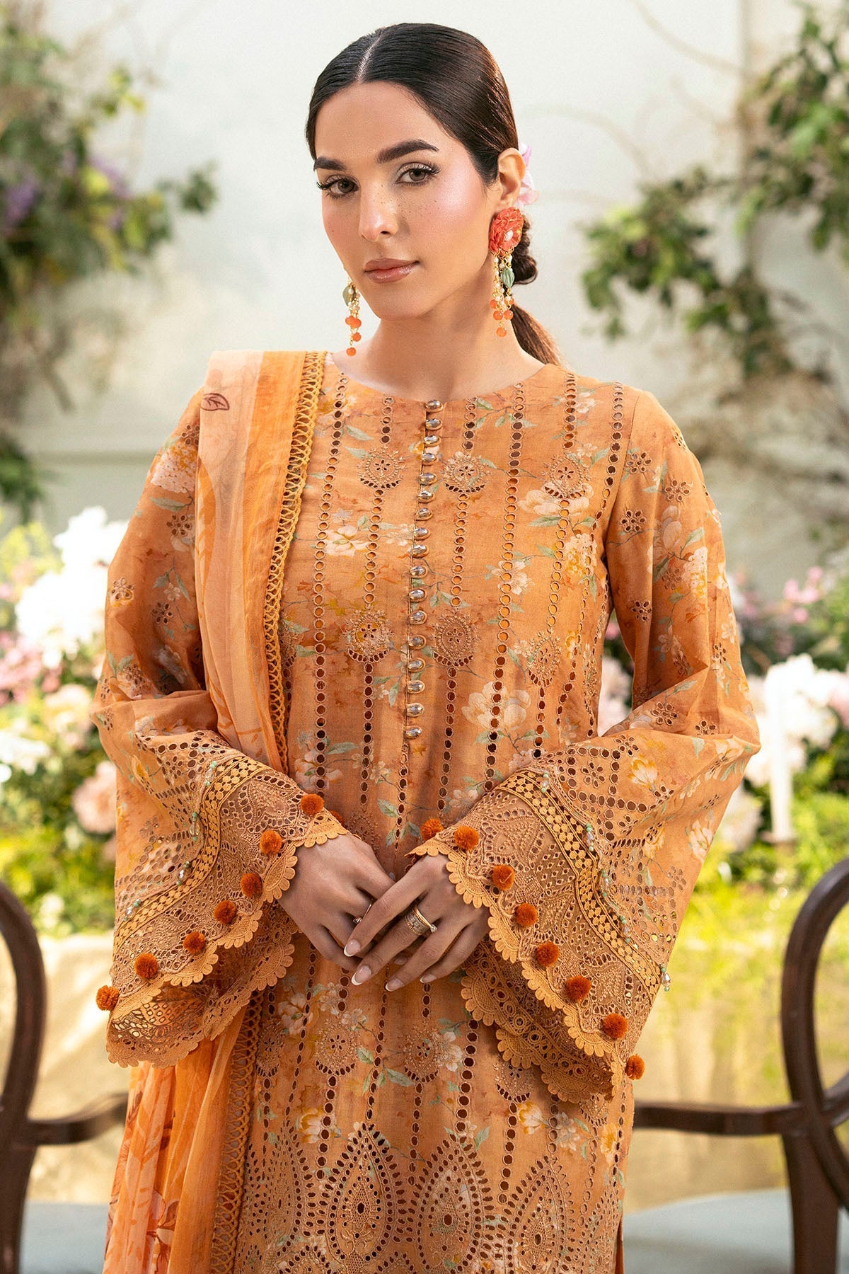 Motifz | Premium Lawn 25 | 5431-BLUEBEELL M Orange Lawn