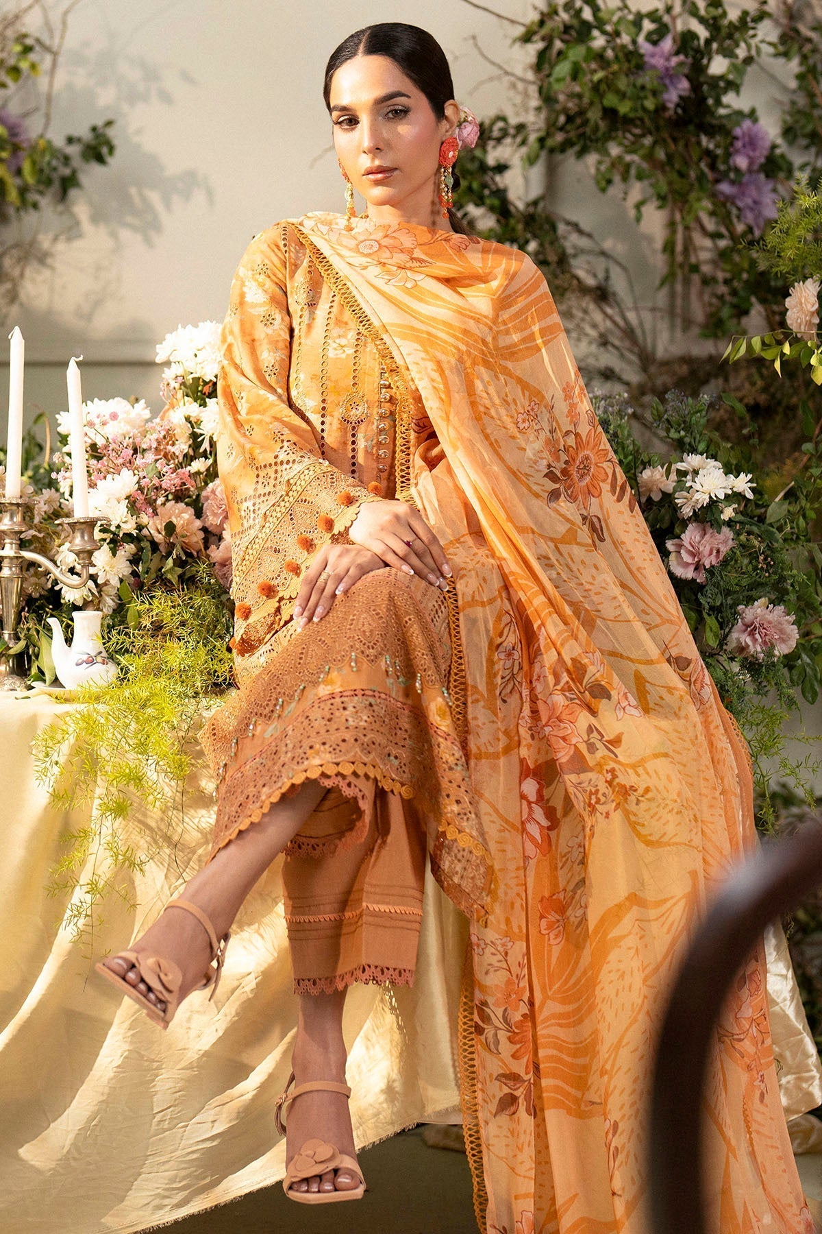Motifz | Premium Lawn 25 | 5431-BLUEBEELL Custom Size Orange Lawn