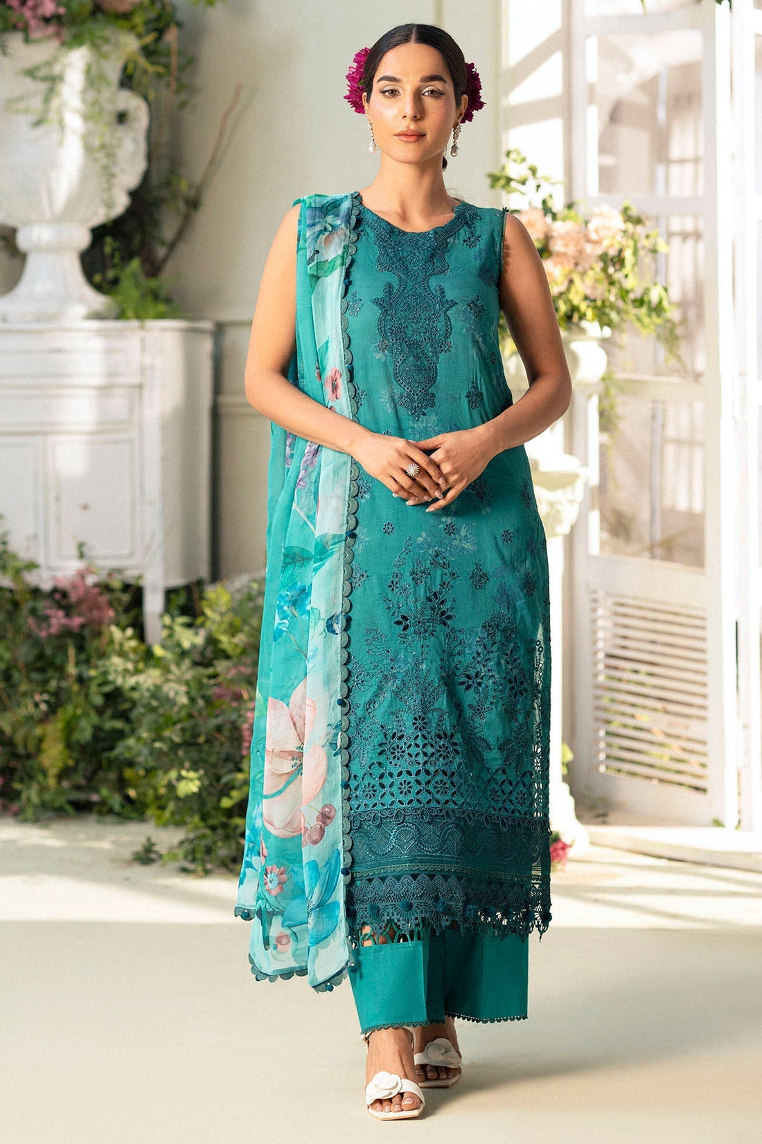 Motifz | Premium Lawn 25 | 5432-MARIGOLD XS Teal Lawn