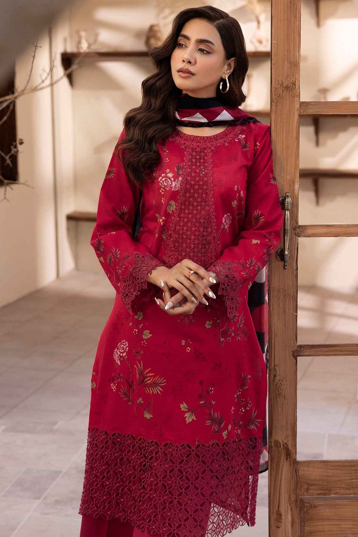 Motifz | Umang Lawn | 5466-SAGE L Red Lawn