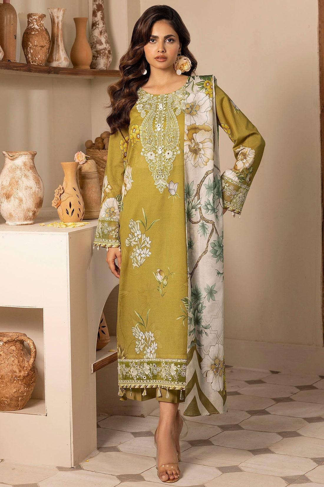 Motifz | Umang Lawn | 5468-BLOOM XS Olive Lawn