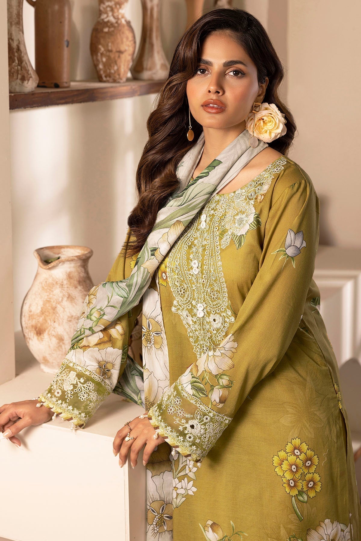 Motifz | Umang Lawn | 5468-BLOOM M Olive Lawn