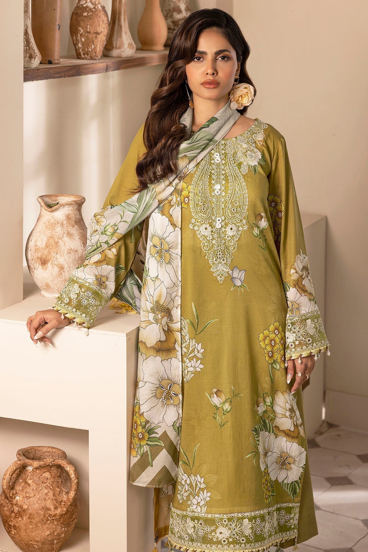 Motifz | Umang Lawn | 5468-BLOOM L Olive Lawn