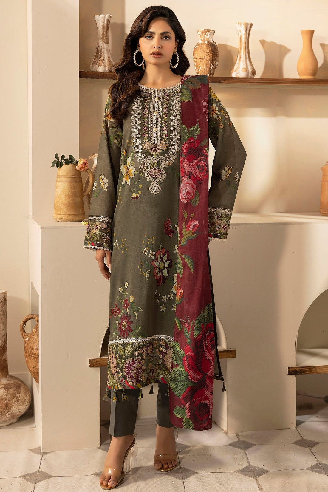 Motifz | Umang Lawn | 5470-NANCY XS Olive Haze Lawn