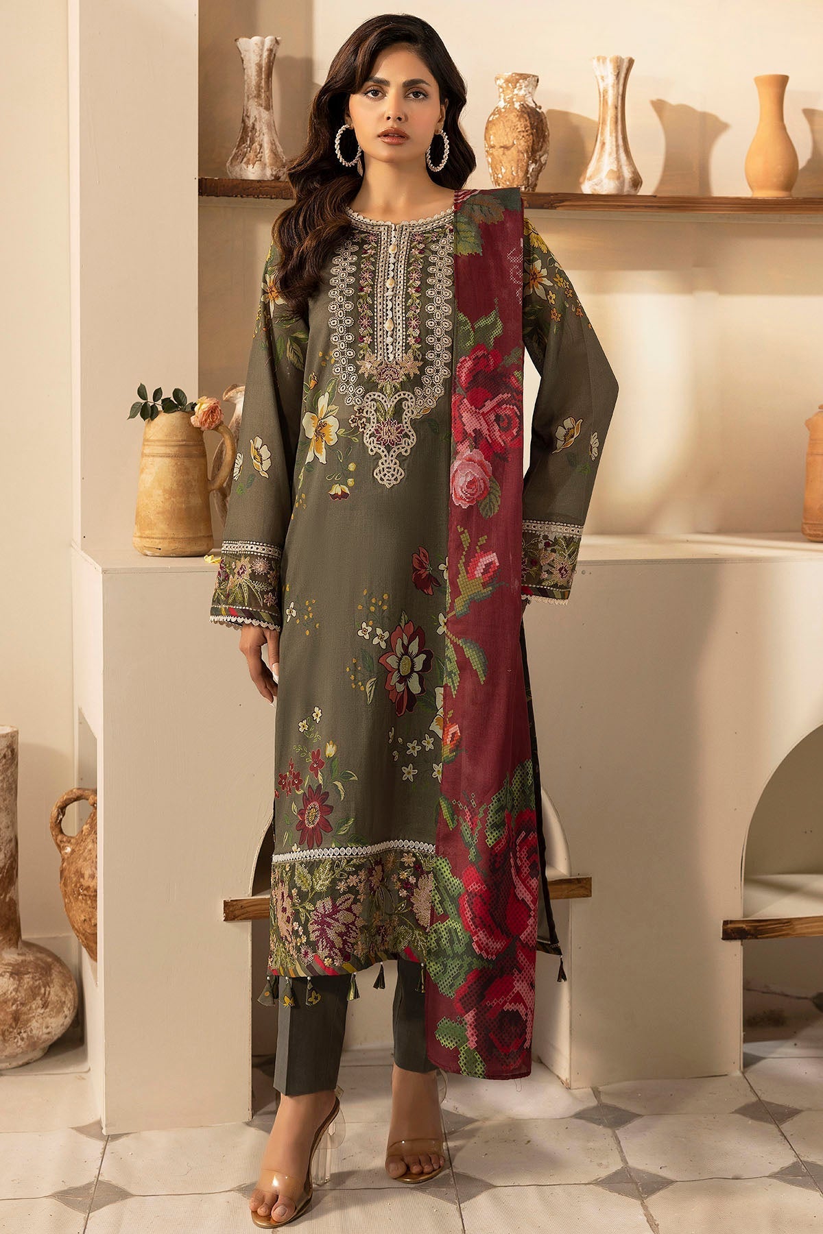 Motifz | Umang Lawn | 5470-NANCY XS Olive Haze Lawn