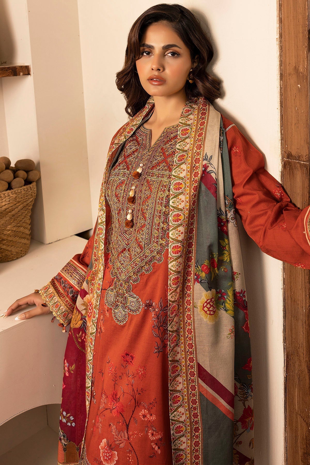 Motifz | Umang Lawn | 5473-BRENNA L Rust Lawn