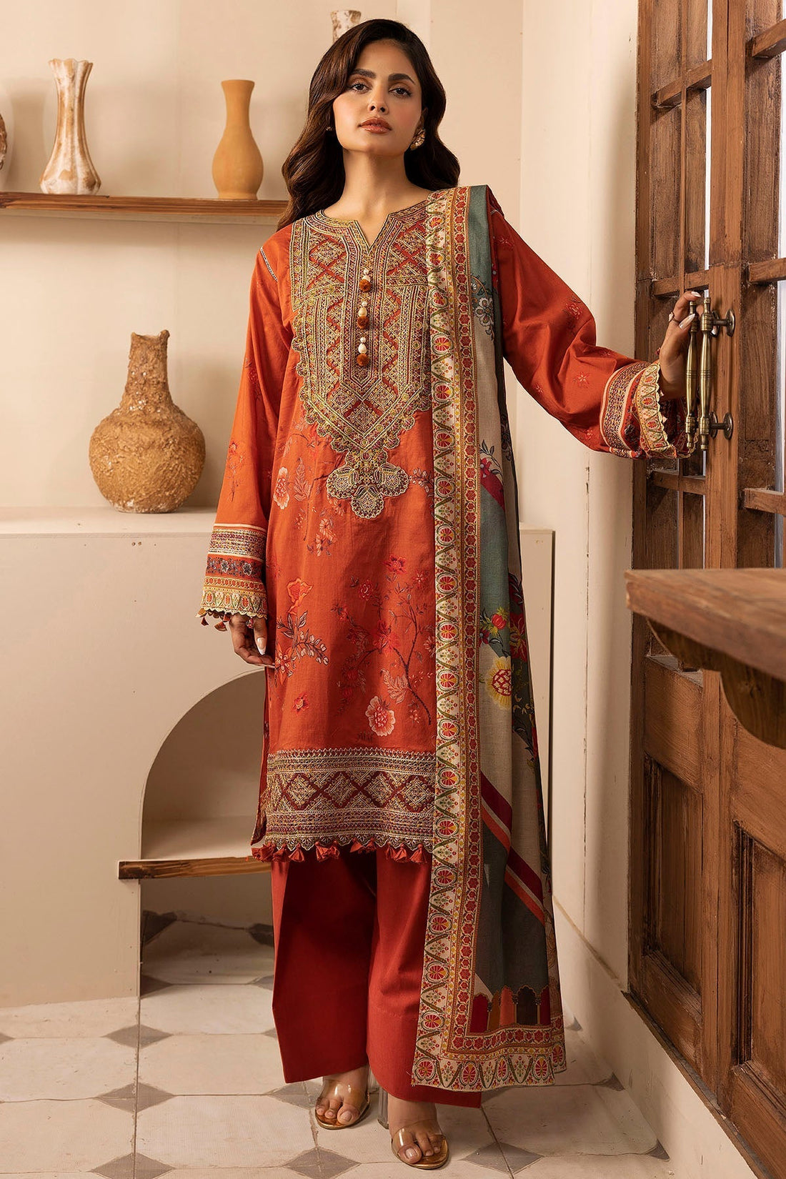 Motifz | Umang Lawn | 5473-BRENNA XS Rust Lawn