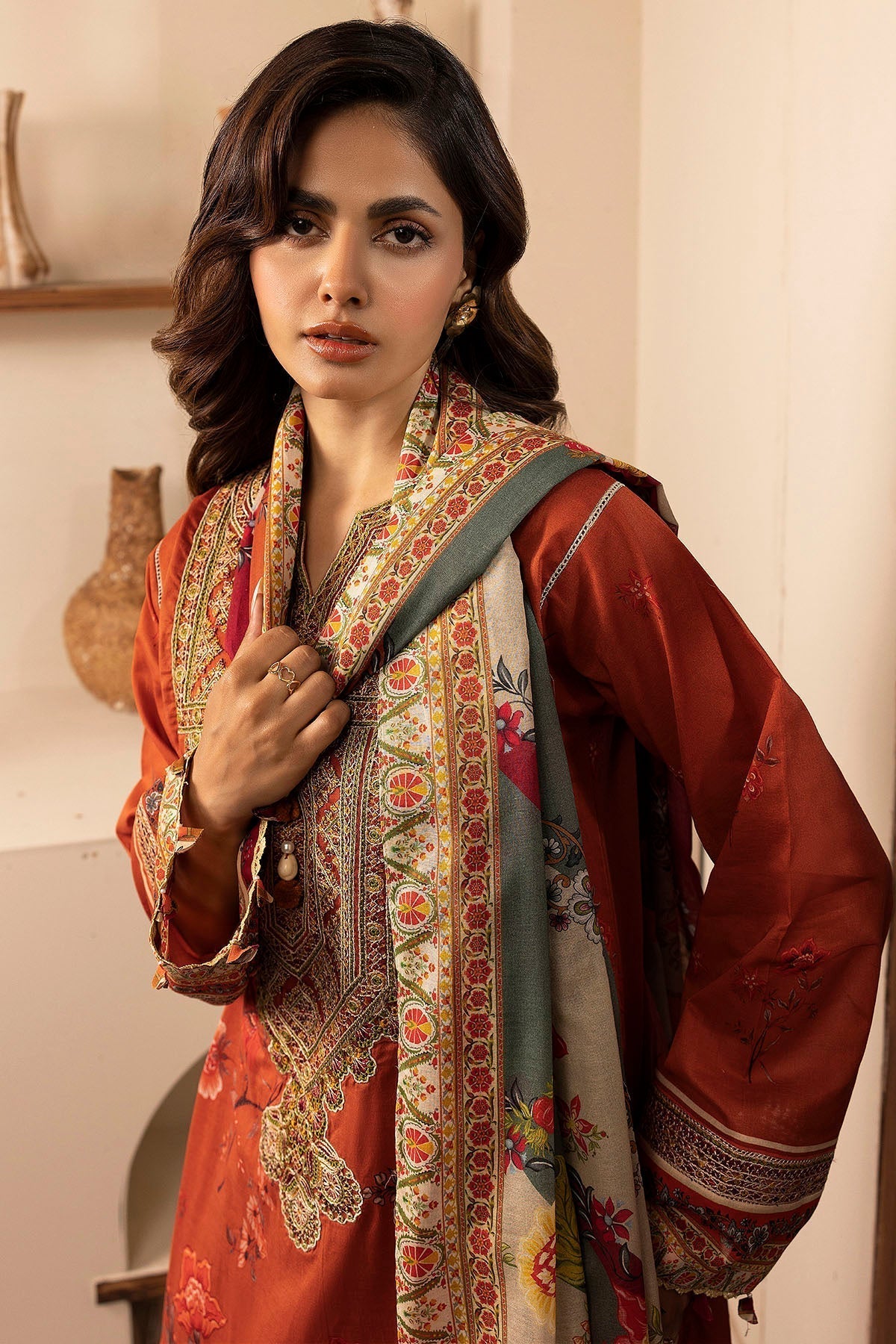 Motifz | Umang Lawn | 5473-BRENNA M Rust Lawn