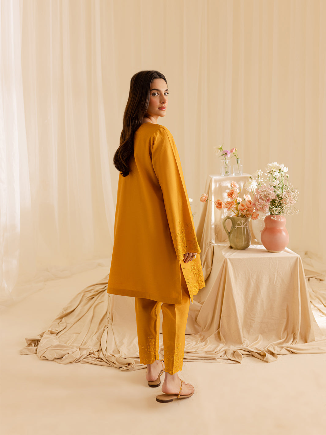Mahnur | Petal Whispers Lawn Pret | Magnolia XS Mustard Yellow Lawn