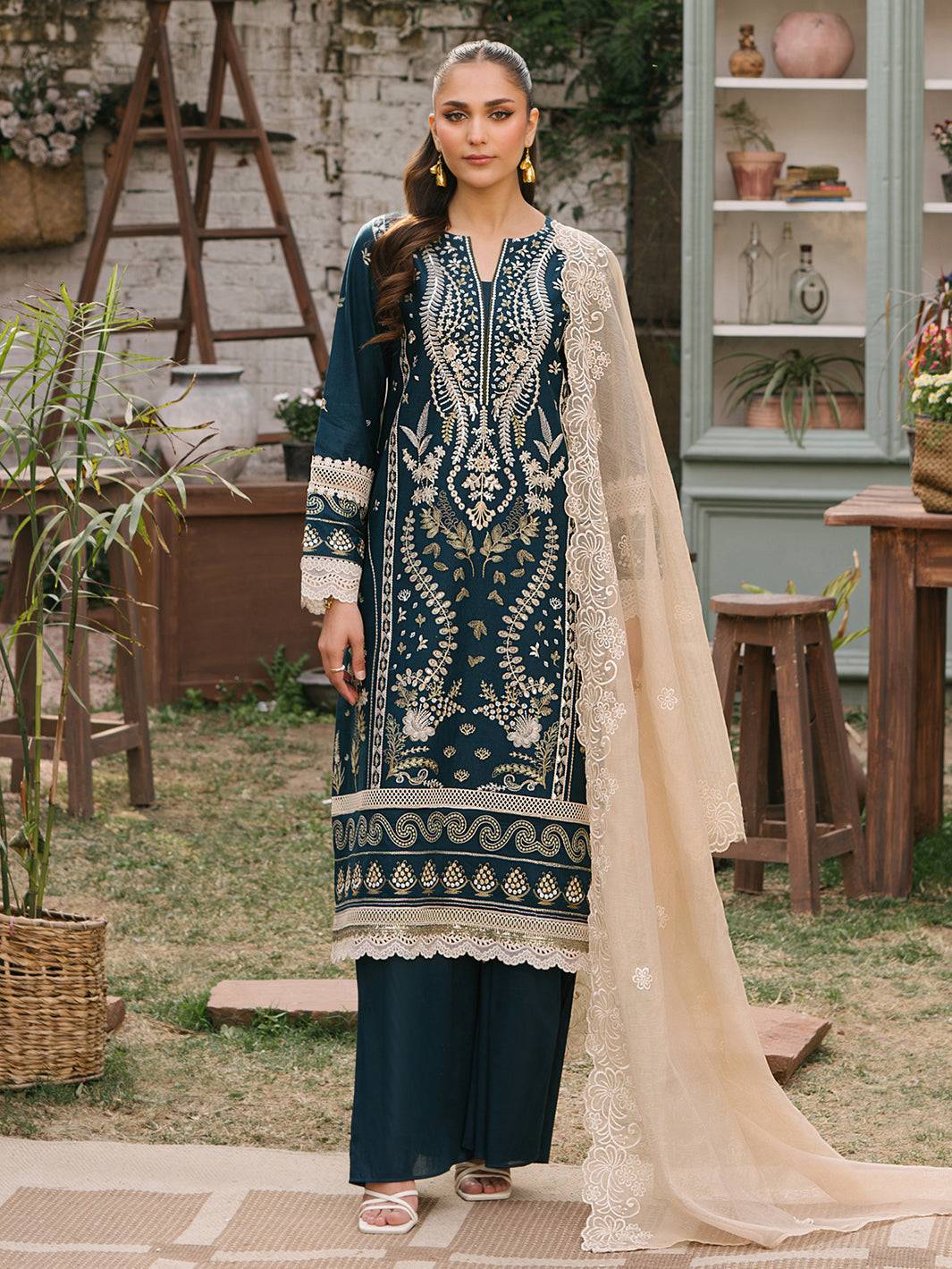 Mahnur | Masakali Luxury Lawn 24 | MK 01 - A - Pakistani Designer Dress - by Mahnur | Type: Luxury - 100% Original at Saira Sultan