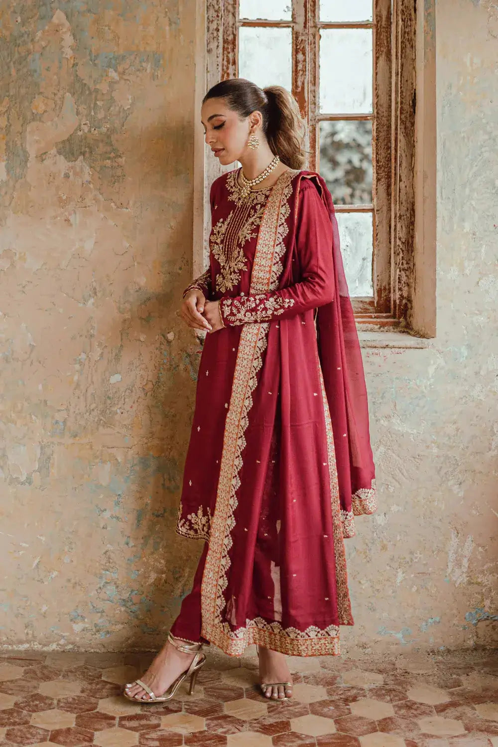 Azure | Embroidered Formals | Majestic Rouge - Pakistani Designer Dress - by Azure | Type: Formal - 100% Original at Saira Sultan