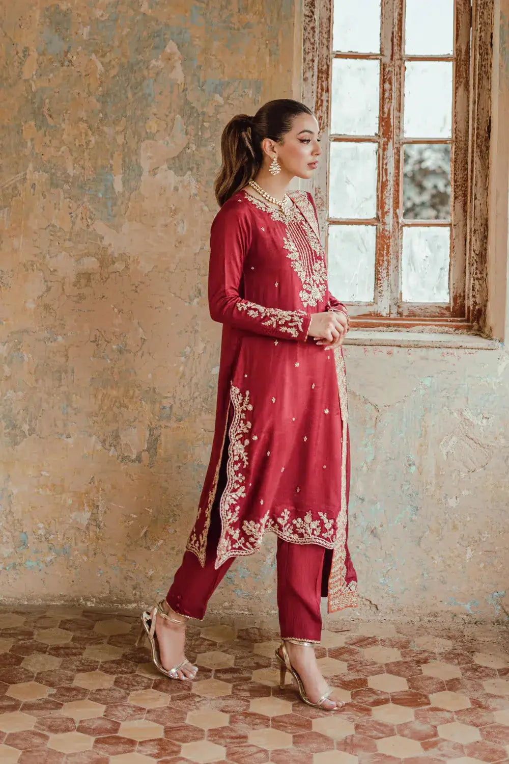 Azure | Embroidered Formals | Majestic Rouge - Pakistani Designer Dress - by Azure | Type: Formal - 100% Original at Saira Sultan