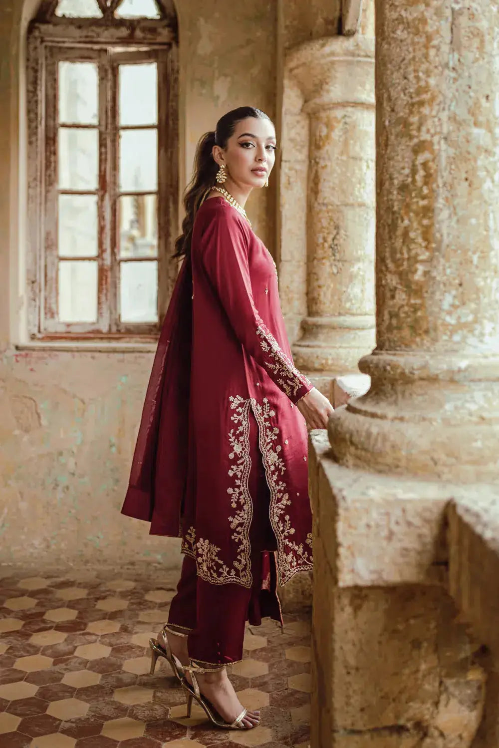 Azure | Embroidered Formals | Majestic Rouge - Pakistani Designer Dress - by Azure | Type: Formal - 100% Original at Saira Sultan