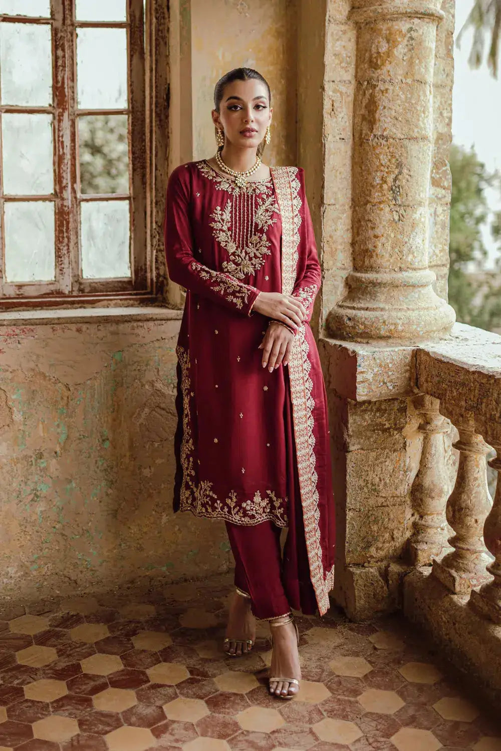 Azure | Embroidered Formals | Majestic Rouge - Pakistani Designer Dress - by Azure | Type: Formal - 100% Original at Saira Sultan
