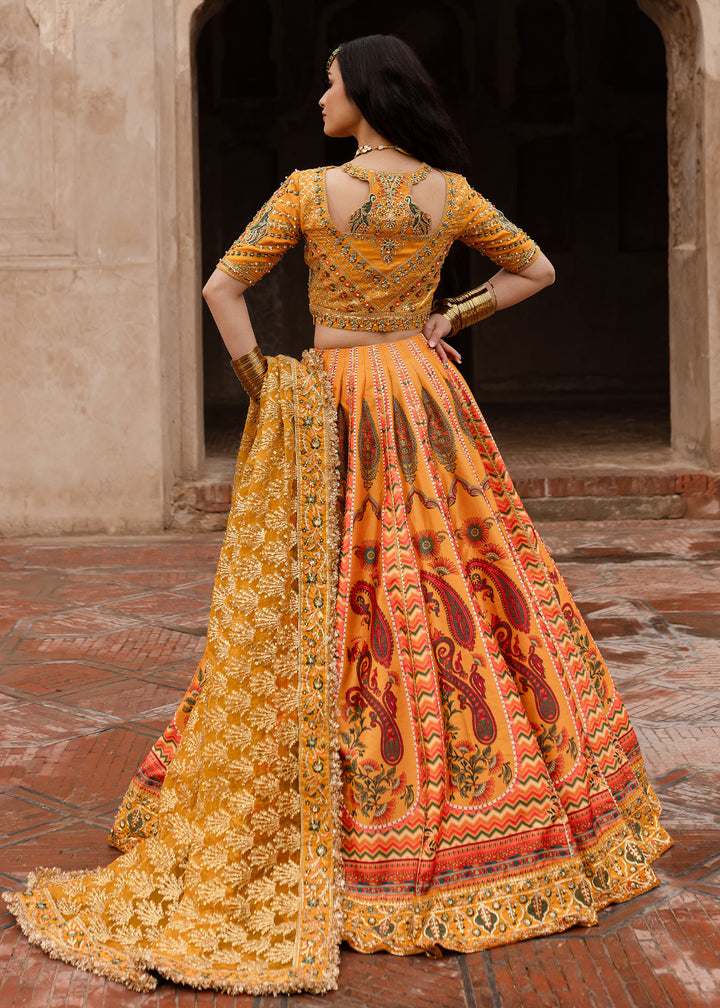 Maria Osama Khan | Khawabeedah Wedding Formals | Zariya XS Mustard Yellow Grip Silk