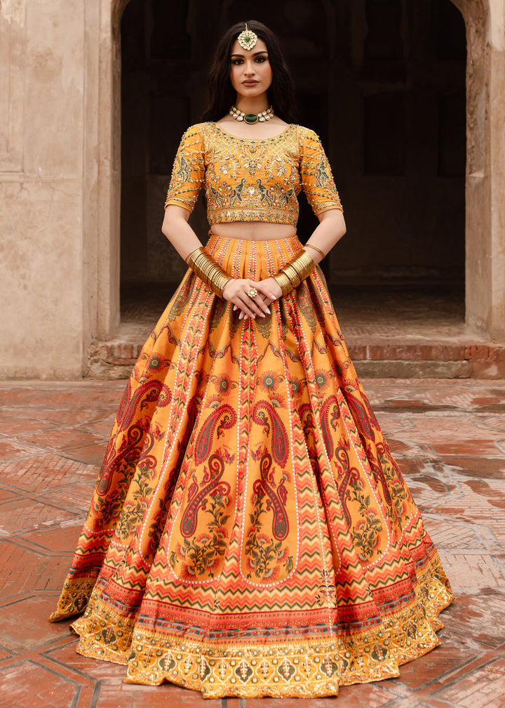 Maria Osama Khan | Khawabeedah Wedding Formals | Zariya M Mustard Yellow Grip Silk