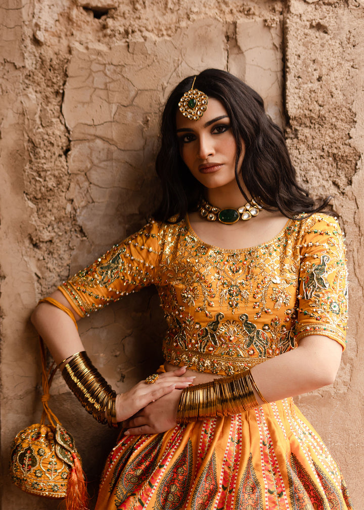 Maria Osama Khan | Khawabeedah Wedding Formals | Zariya L Mustard Yellow Grip Silk