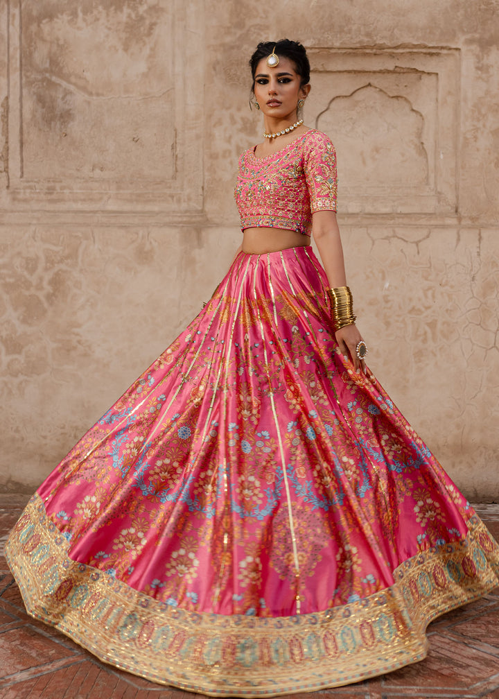 Maria Osama Khan | Khawabeedah Wedding Formals | Safiya L Fuchsia Pink Grip Silk