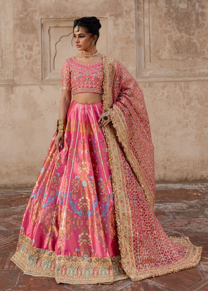 Maria Osama Khan | Khawabeedah Wedding Formals | Safiya XL Fuchsia Pink Grip Silk