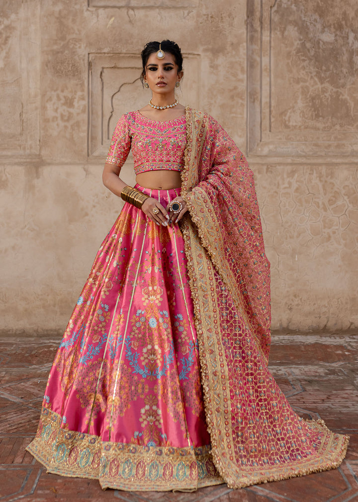 Maria Osama Khan | Khawabeedah Wedding Formals | Safiya XS Fuchsia Pink Grip Silk