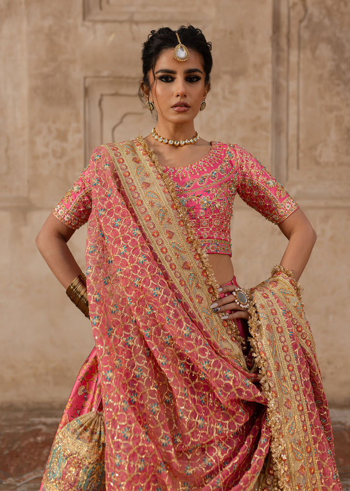 Maria Osama Khan | Khawabeedah Wedding Formals | Safiya M Fuchsia Pink Grip Silk