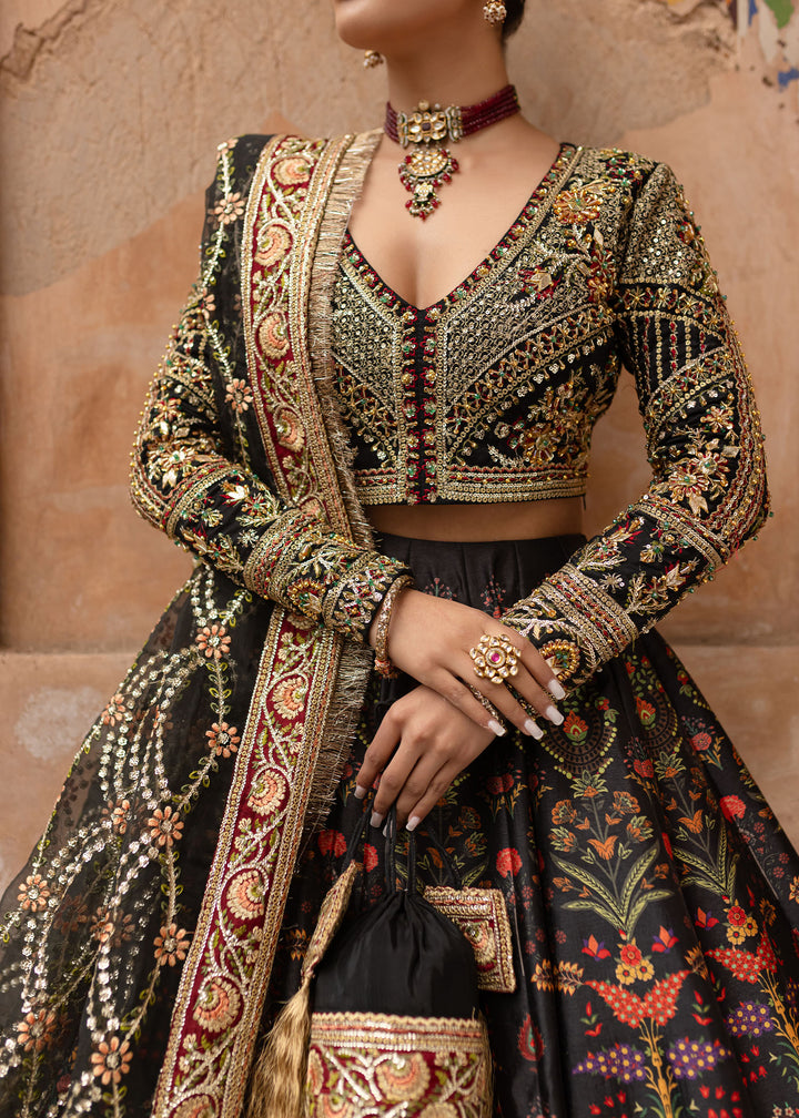 Maria Osama Khan | Khawabeedah Wedding Formals | Shab e posh L Black Grip Silk
