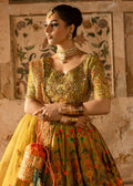 Maria Osama Khan | Khawabeedah Wedding Formals | ishmal M Mehndi Green Grip Silk