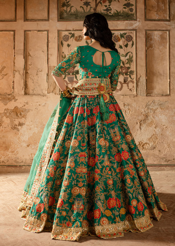 Maria Osama Khan | Khawabeedah Wedding Formals | Zinia XS Green Grip Silk