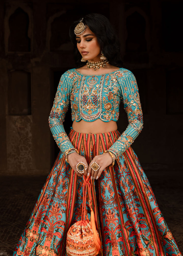Maria Osama Khan | Khawabeedah Wedding Formals | Liyana M Turqiouse Grip Silk