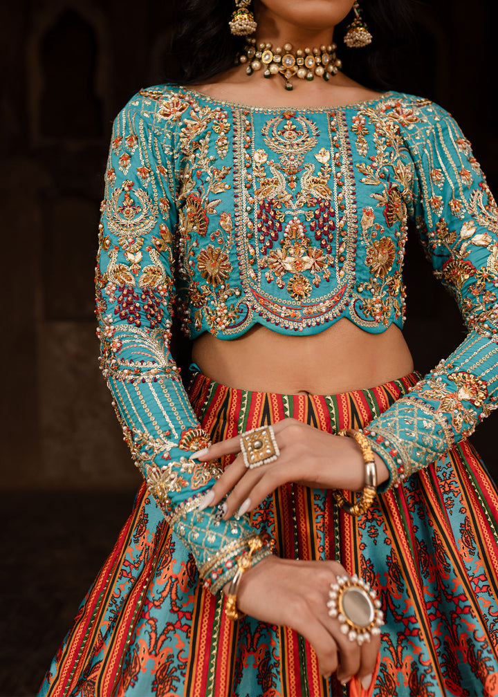 Maria Osama Khan | Khawabeedah Wedding Formals | Liyana L Turqiouse Grip Silk