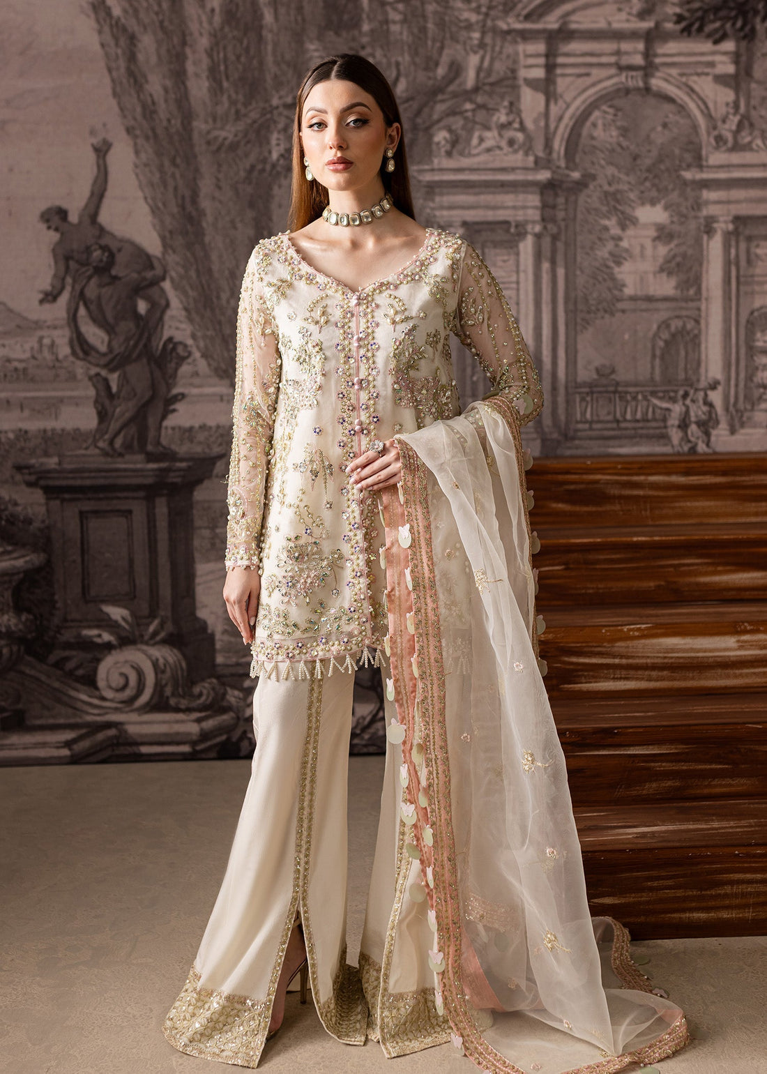 Maria Osama Khan | Mystara Wedding Festive | Zeest XS Ivory Organza
