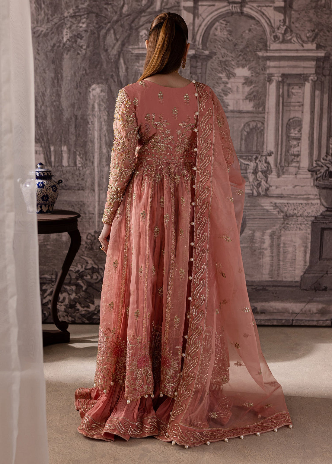 Maria Osama Khan | Mystara Wedding Festive | Alera XS Salmon Pink Organza