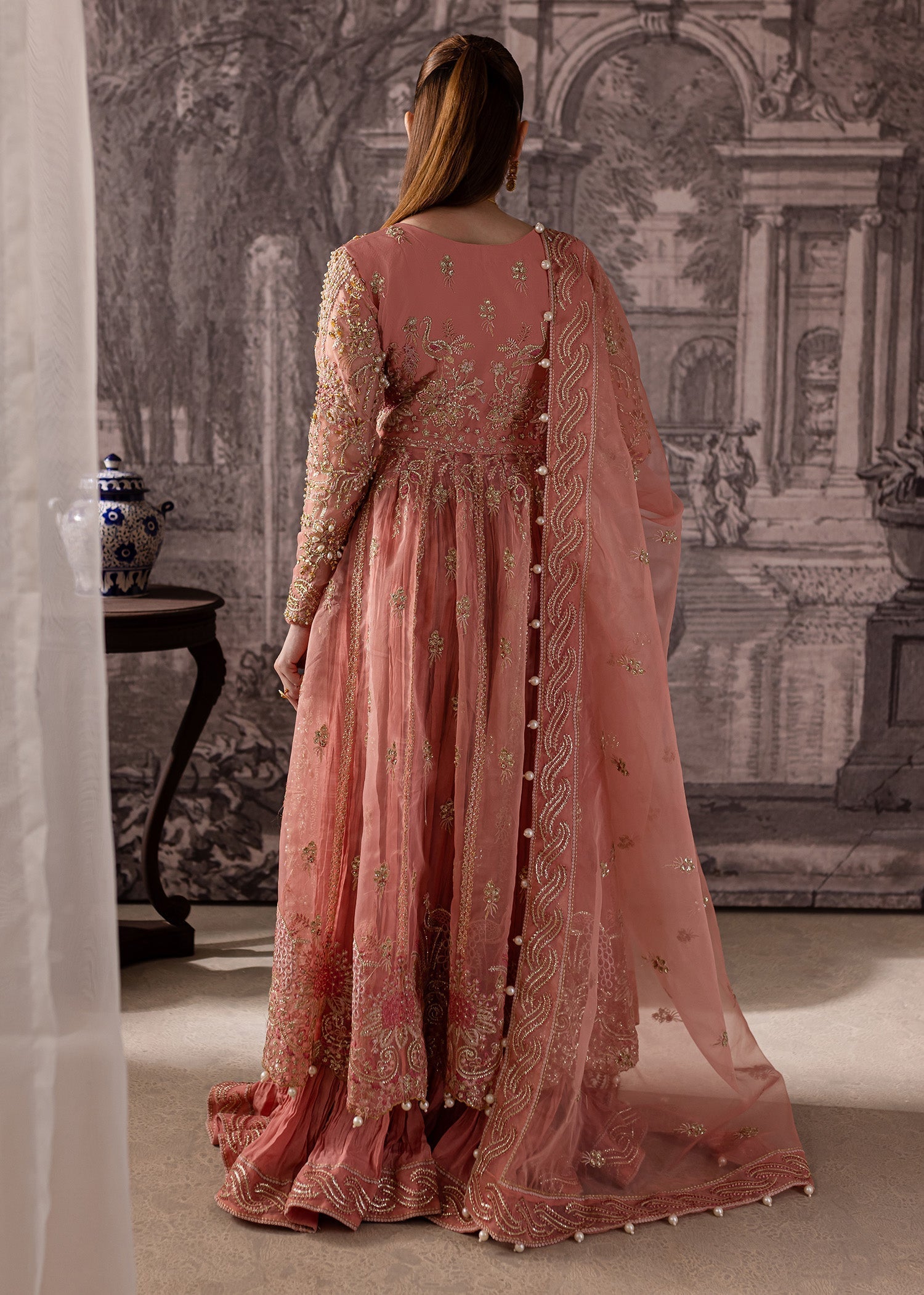 Maria Osama Khan | Mystara Wedding Festive | Alera S Salmon Pink Organza