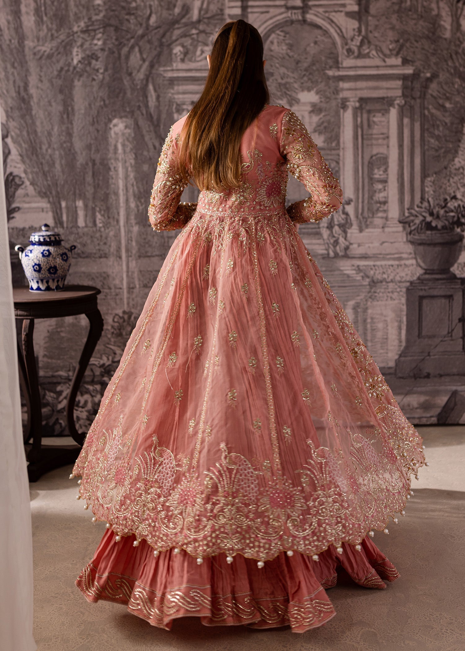 Maria Osama Khan | Mystara Wedding Festive | Alera XL Salmon Pink Organza