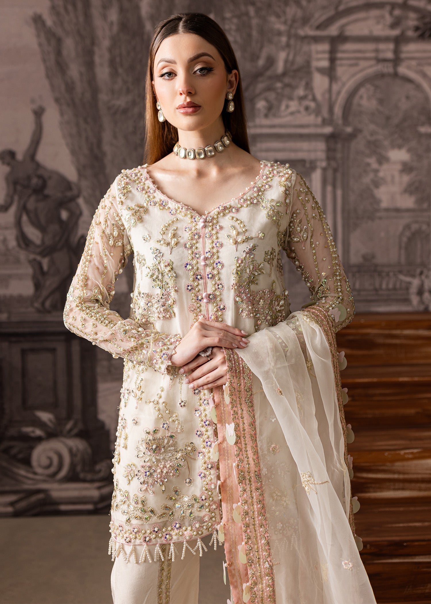 Maria Osama Khan | Mystara Wedding Festive | Zeest M Ivory Organza