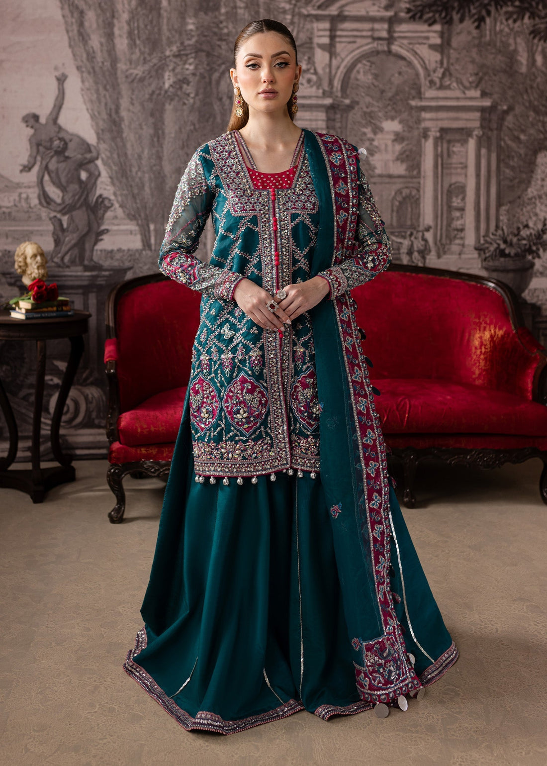 Maria Osama Khan | Mystara Wedding Festive | Riva XS Teal Blue Organza