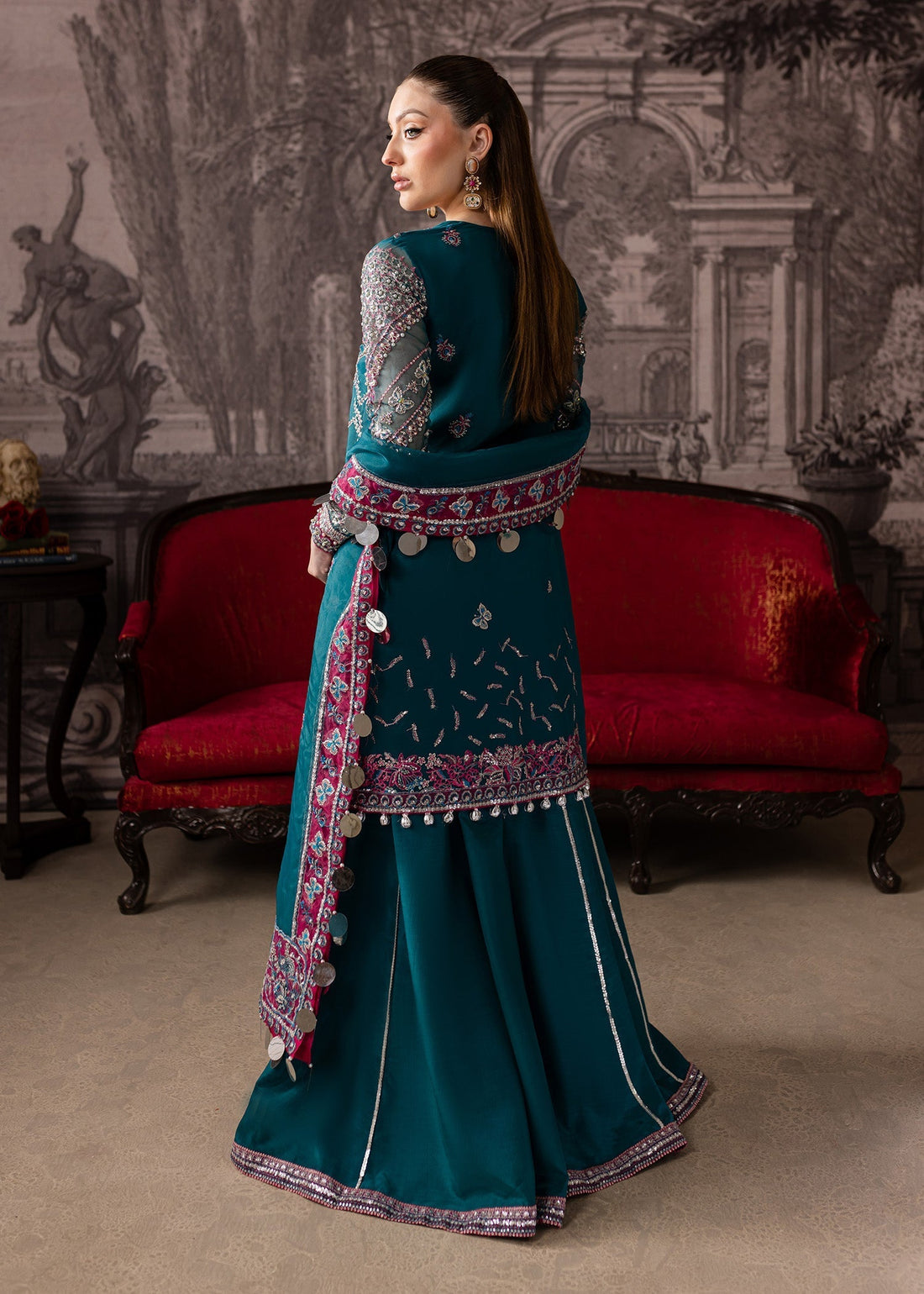 Maria Osama Khan | Mystara Wedding Festive | Riva XS Teal Blue Organza