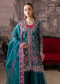 Maria Osama Khan | Mystara Wedding Festive | Riva L Teal Blue Organza