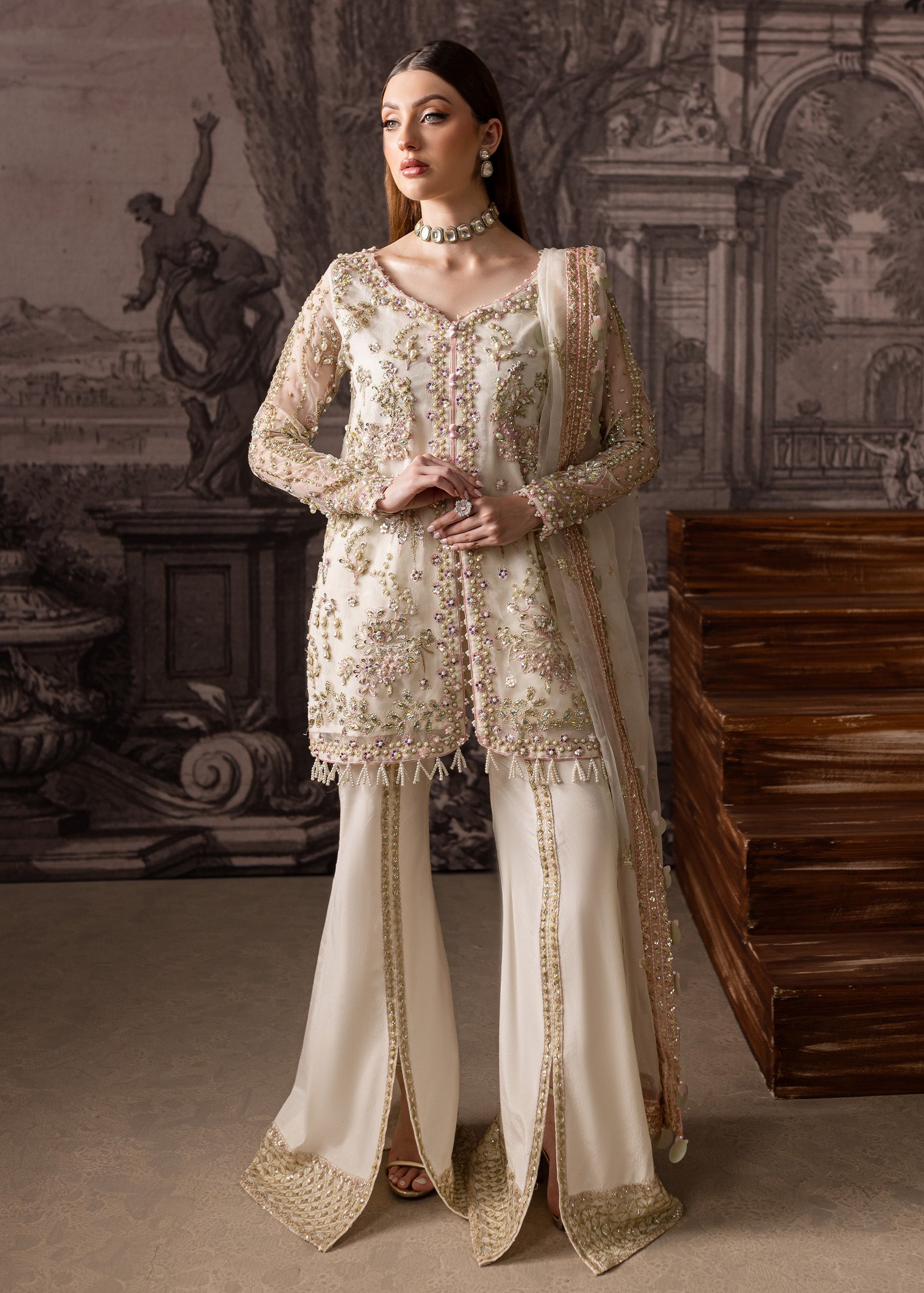 Maria Osama Khan | Mystara Wedding Festive | Zeest L Ivory Organza