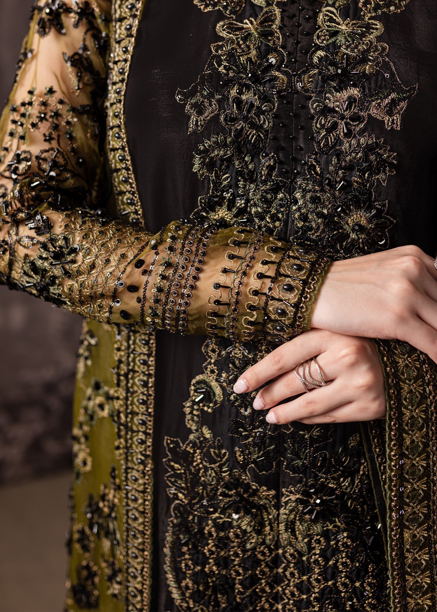 Maria Osama Khan | Mystara Wedding Festive | Storm L Black Organza
