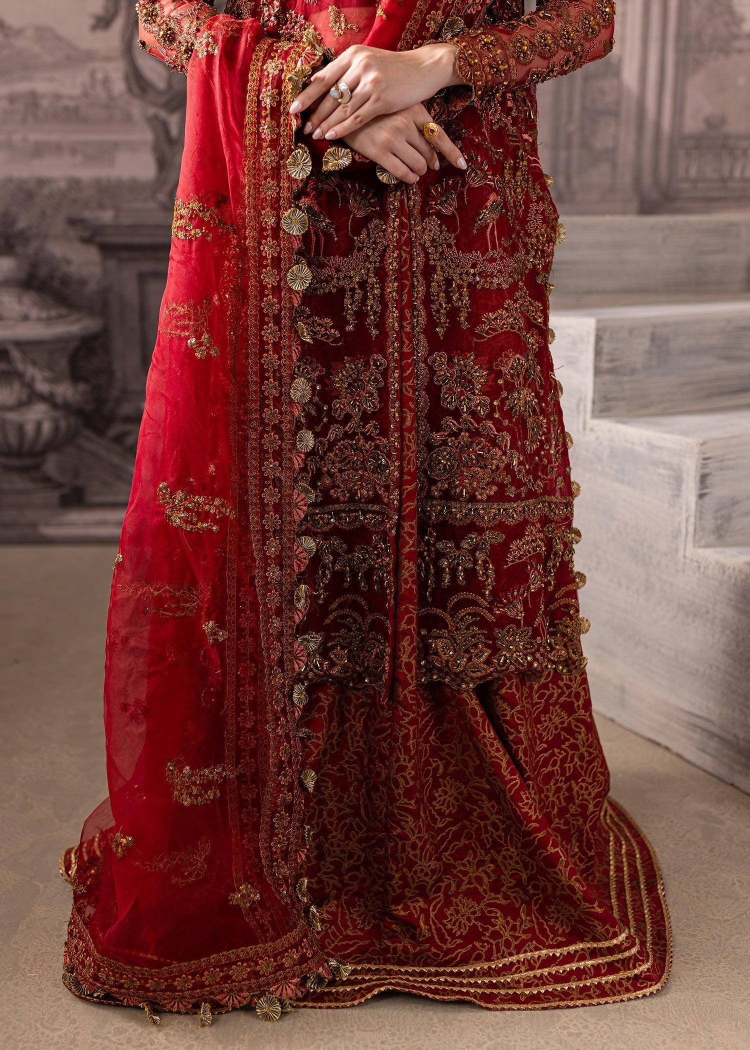 Maria Osama Khan | Mystara Wedding Festive | Vanta L Maroon Organza