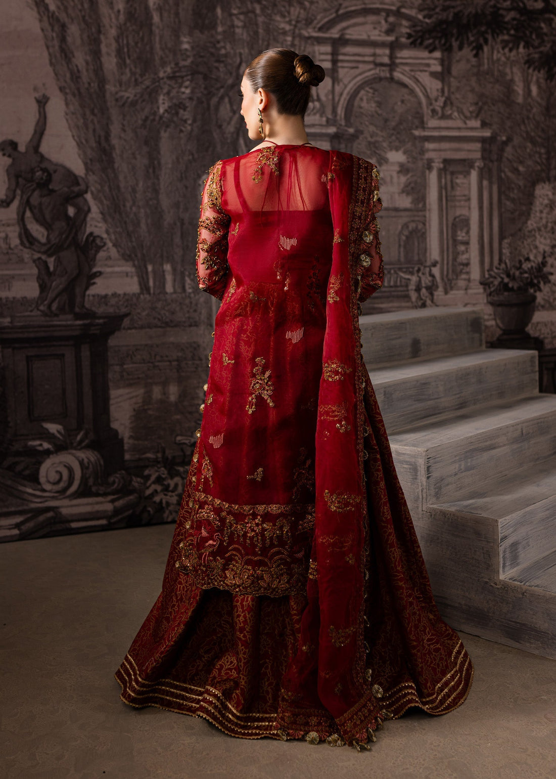 Maria Osama Khan | Mystara Wedding Festive | Vanta XS Maroon Organza