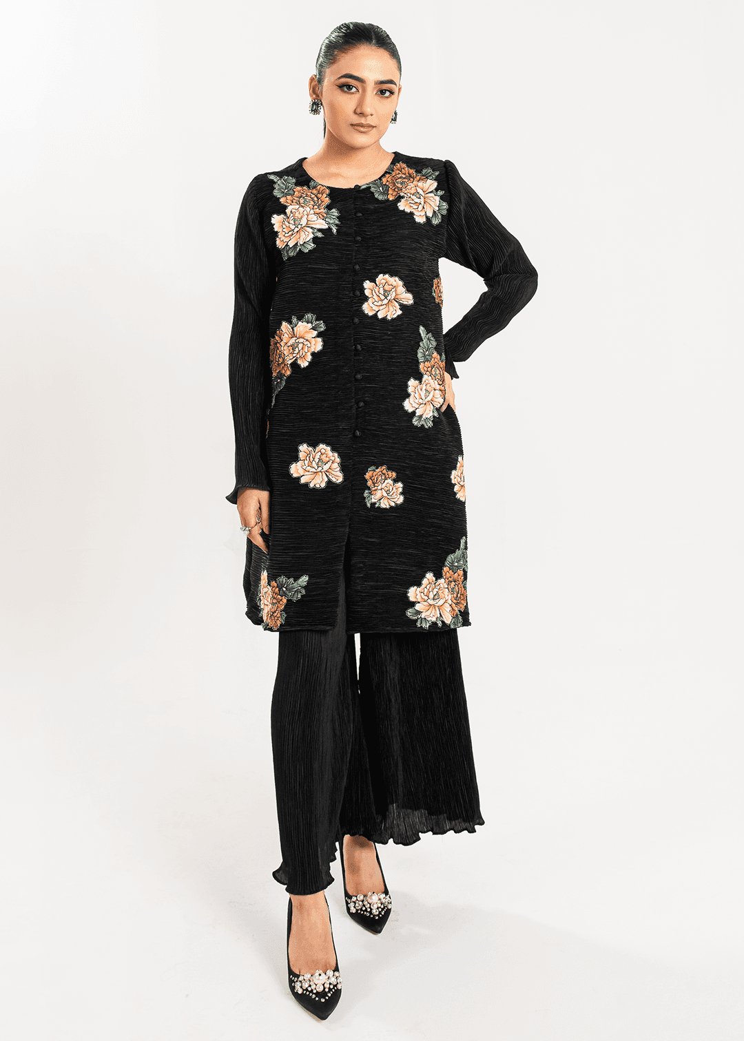 Maria Osama Khan | Claire Pleated Silk | Twilight - Pakistani Designer Dress - by Maria Osama Khan | Type: Formal - 100% Original at Saira Sultan