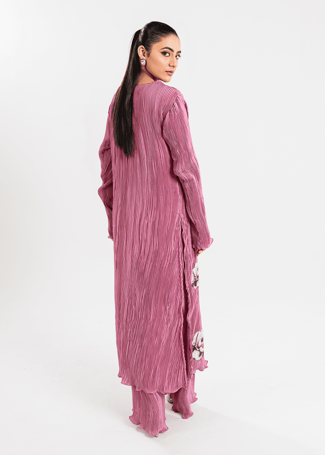 Maria Osama Khan | Claire Pleated Silk | Rosy - Pakistani Designer Dress - by Maria Osama Khan | Type: Formal - 100% Original at Saira Sultan