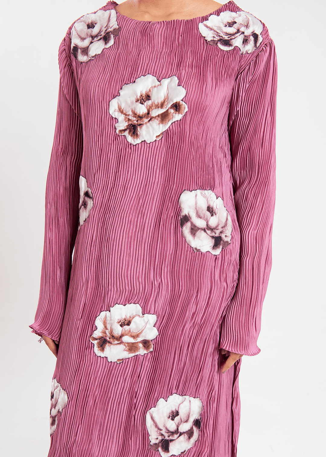 Maria Osama Khan | Claire Pleated Silk | Rosy - Pakistani Designer Dress - by Maria Osama Khan | Type: Formal - 100% Original at Saira Sultan