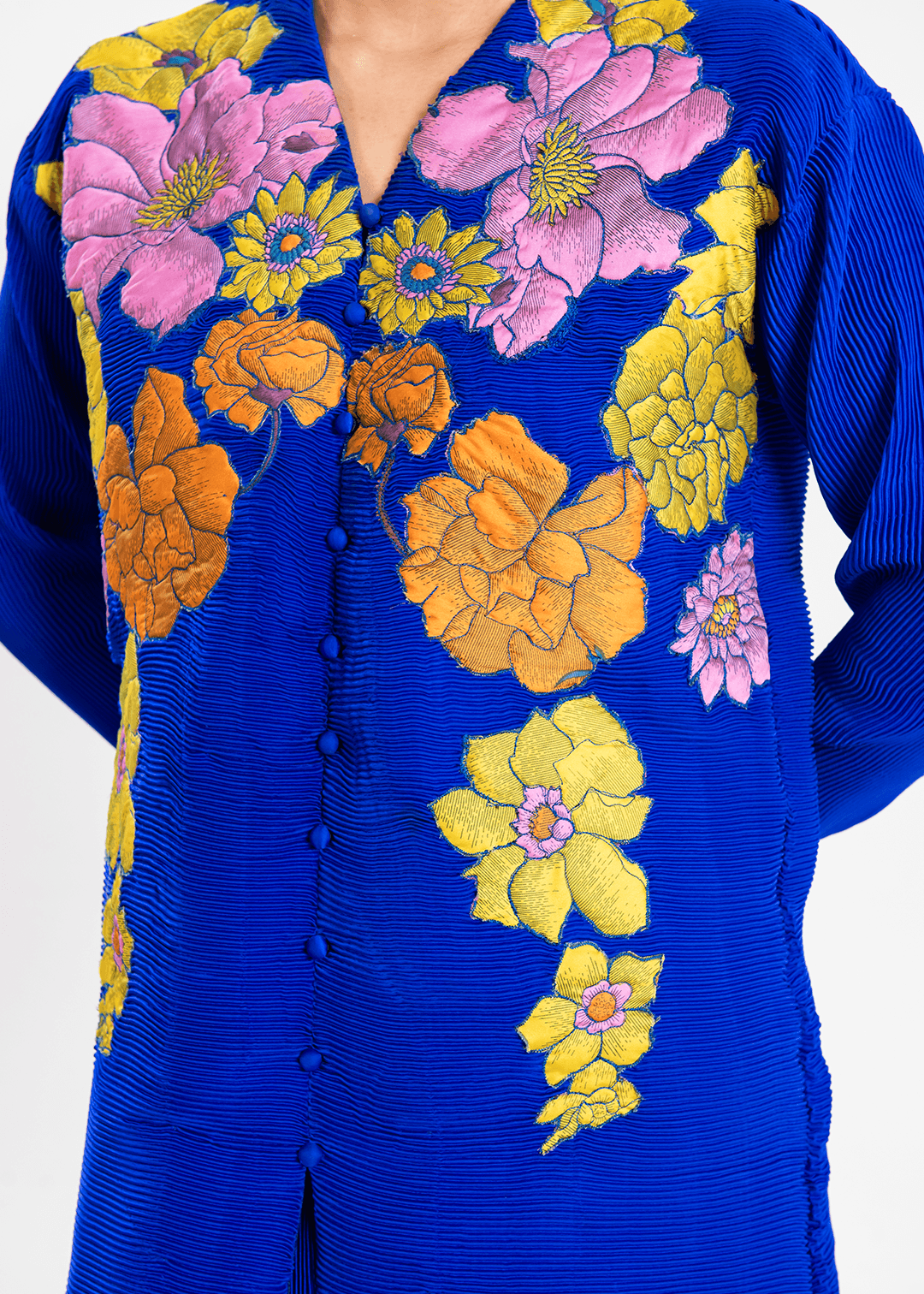Maria Osama Khan | Claire Pleated Silk | Azure - Pakistani Designer Dress - by Maria Osama Khan | Type: Formal - 100% Original at Saira Sultan