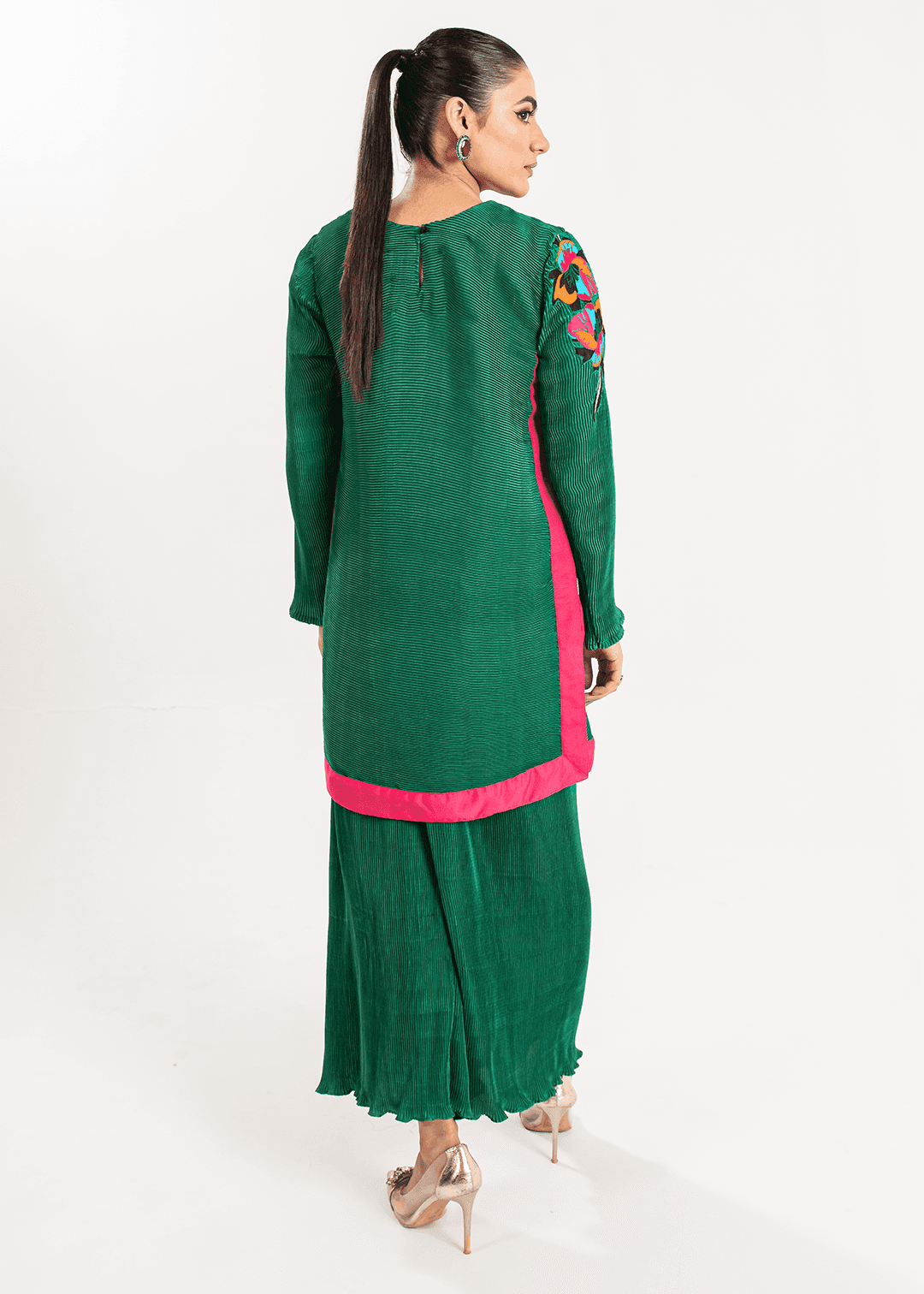 Maria Osama Khan | Claire Pleated Silk | Ivy - Pakistani Designer Dress - by Maria Osama Khan | Type: Formal - 100% Original at Saira Sultan