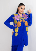 Maria Osama Khan | Claire Pleated Silk | Azure - Pakistani Designer Dress - by Maria Osama Khan | Type: Formal - 100% Original at Saira Sultan